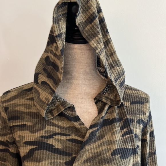 Retrology Womens Camouflage Long Sleeve Hoodie Soft Knit Cardigan Shrug XL. - Picture 2 of 9